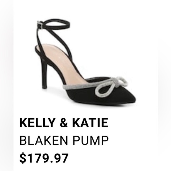 Kelly & Katie Black Blaken Pump Heels Silver Bows Cocktail Party Formal Shoes 7 - Picture 16 of 17